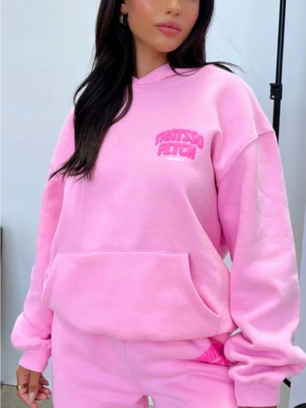 Women's Pink Pullover Hoodie with Front Pocket